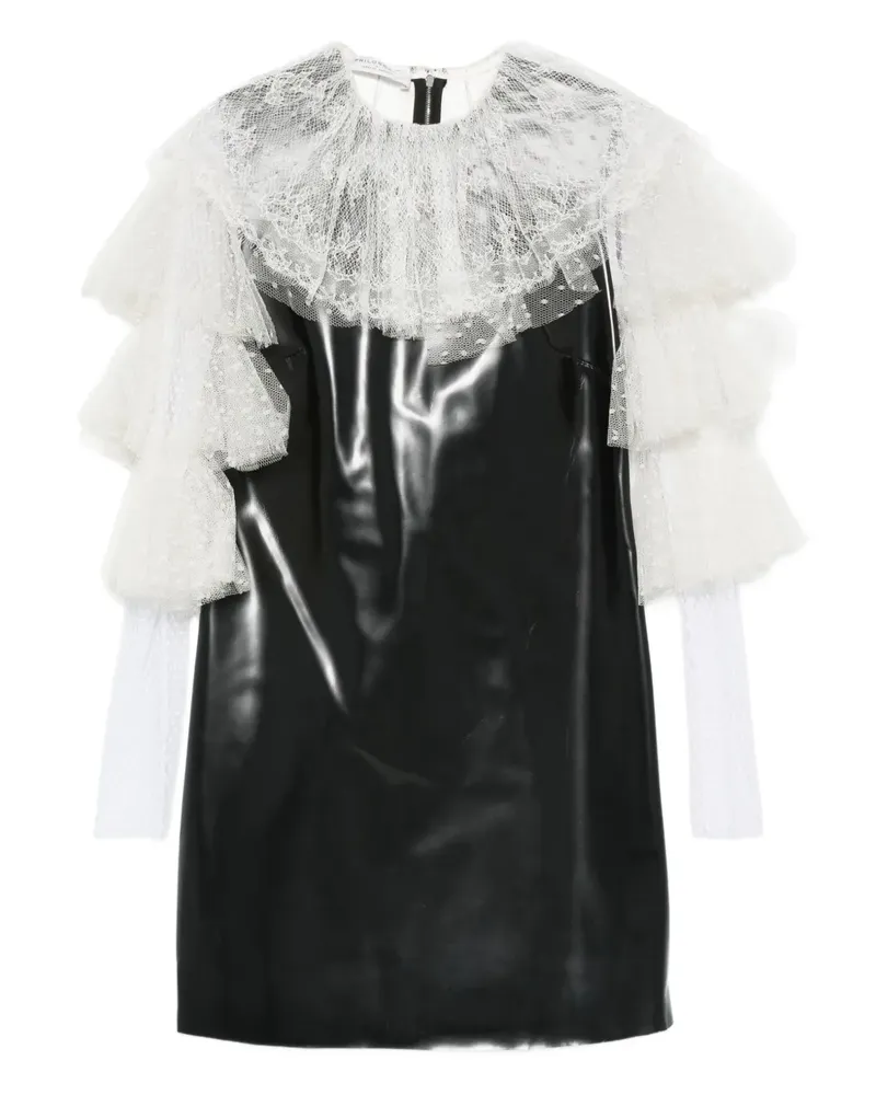 Philosophy Di Lorenzo Serafini Gerüschtes Minikleid mit Spitzenbesatz - Schwarz Schwarz