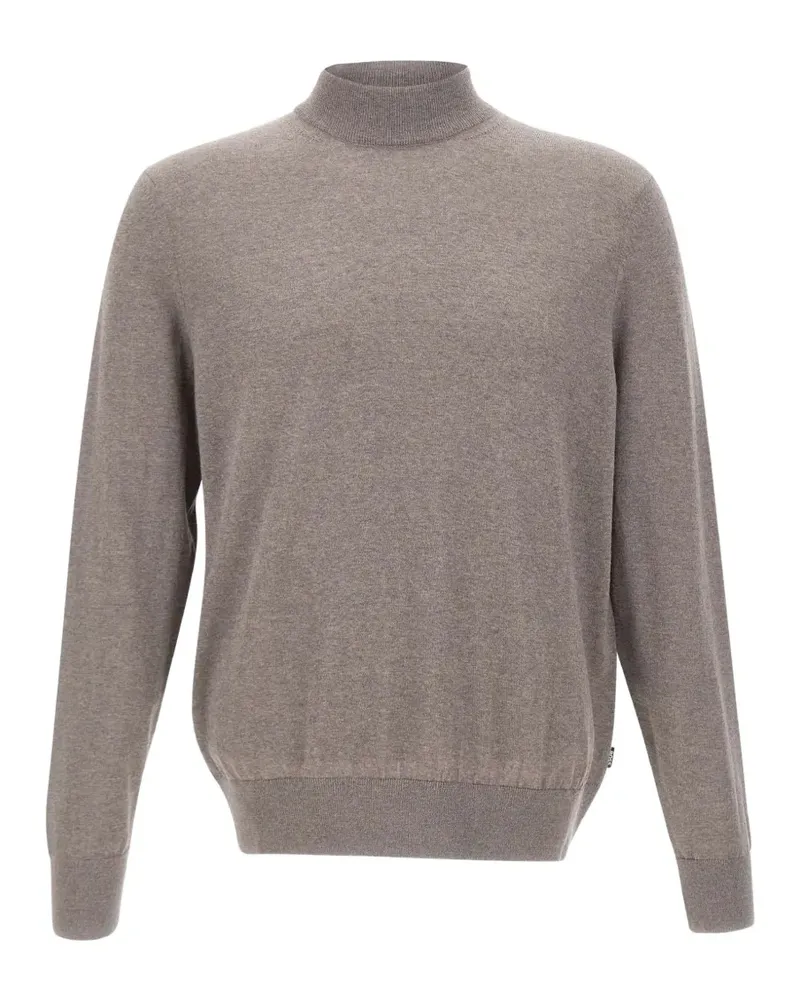 HUGO BOSS mock-neck sweater in extra-fine merino wool - Braun Braun