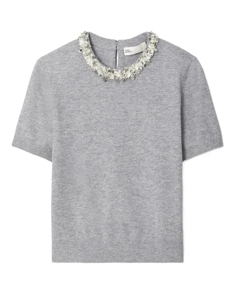 Tory Burch sequin-embellished short-sleeve top - Grau Grau