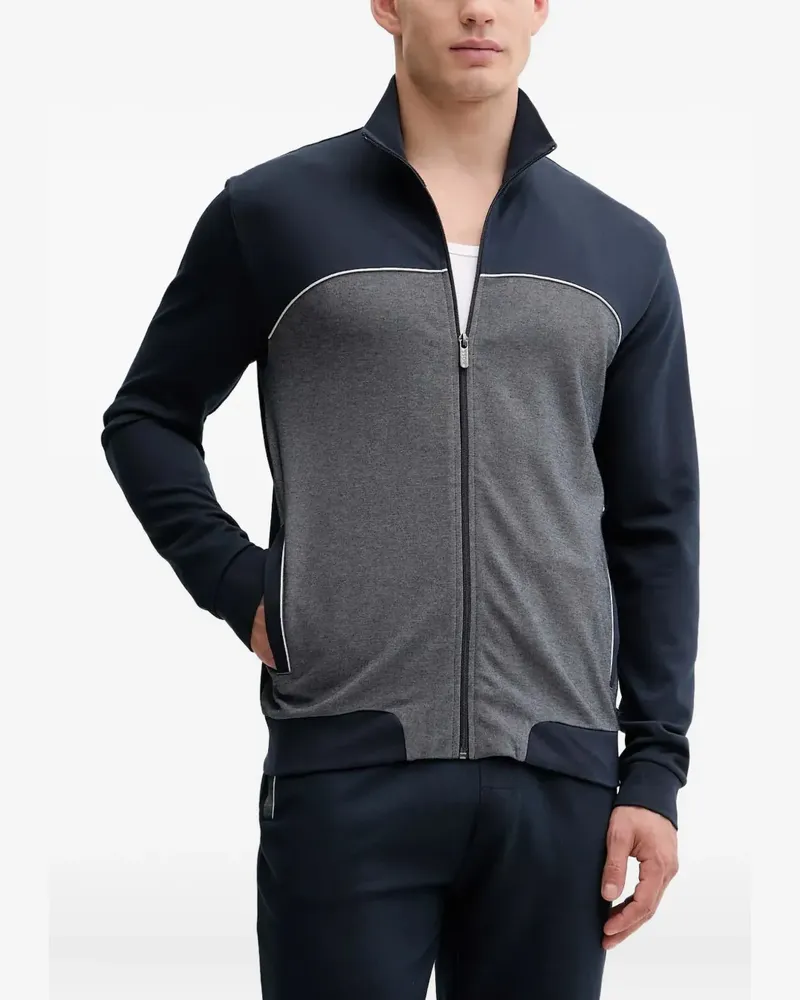 HUGO BOSS Sweatshirtjacke in Colour-Block-Optik - Blau Blau
