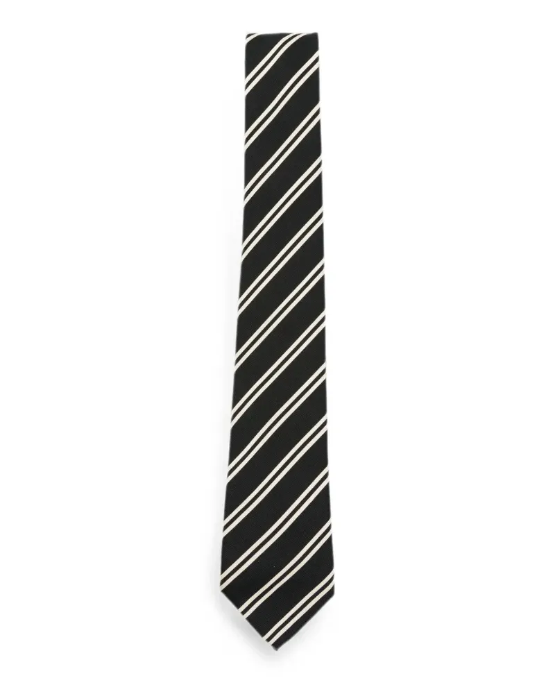 Saint Laurent Krawatte mit diagonalen Streifen - Schwarz Schwarz