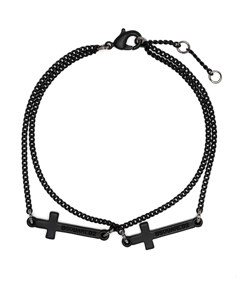 Dsquared2 Armband mit Kreuzanhängern - Schwarz Schwarz