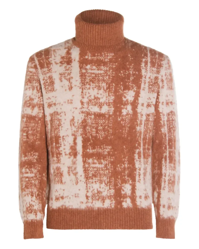 Piacenza Cashmere Gemusterter Rollkragenpullover - Orange Orange