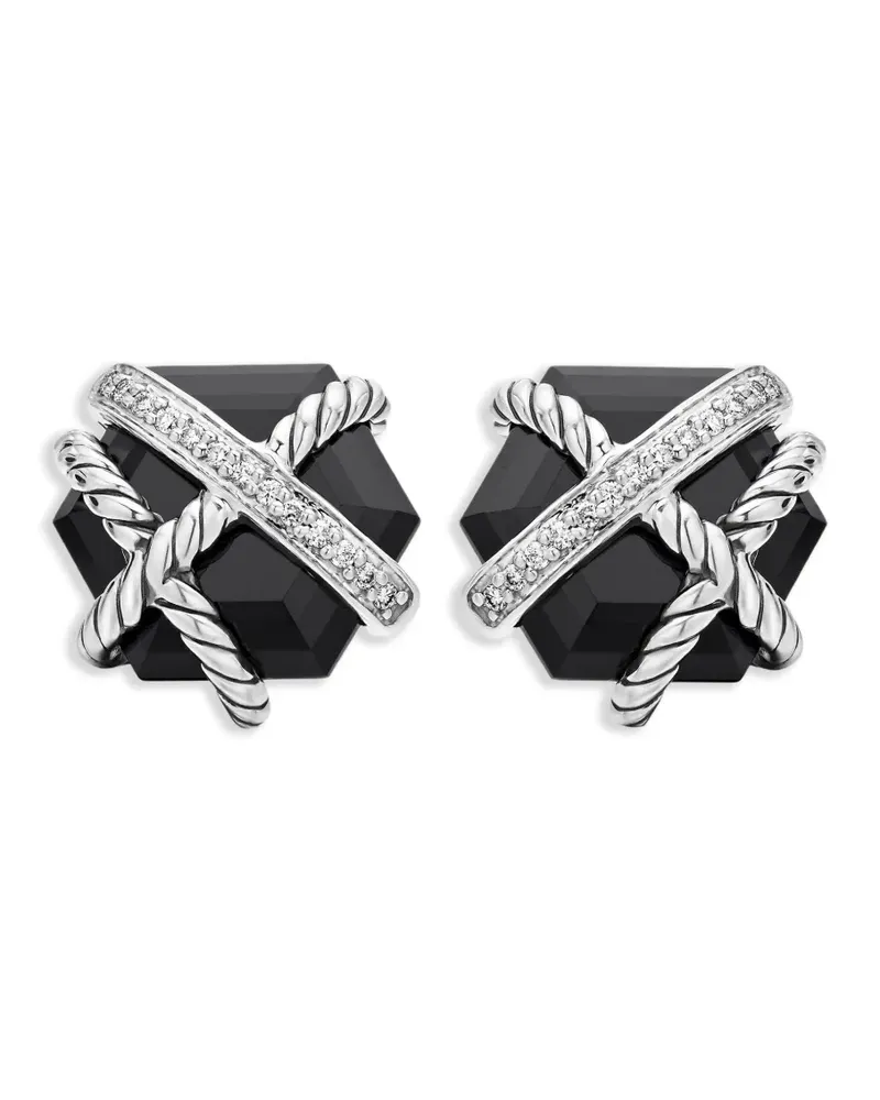 David Yurman Cable Wrap Sterlingsilber-Ohrstecker mit Diamanten (11mm Silber