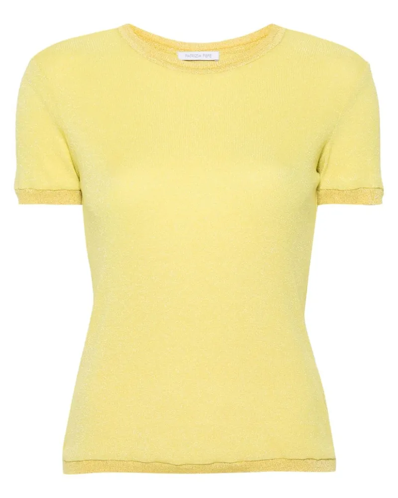 Patrizia Pepe Kurzärmeliger Lurex-Pullover - Gelb Gelb