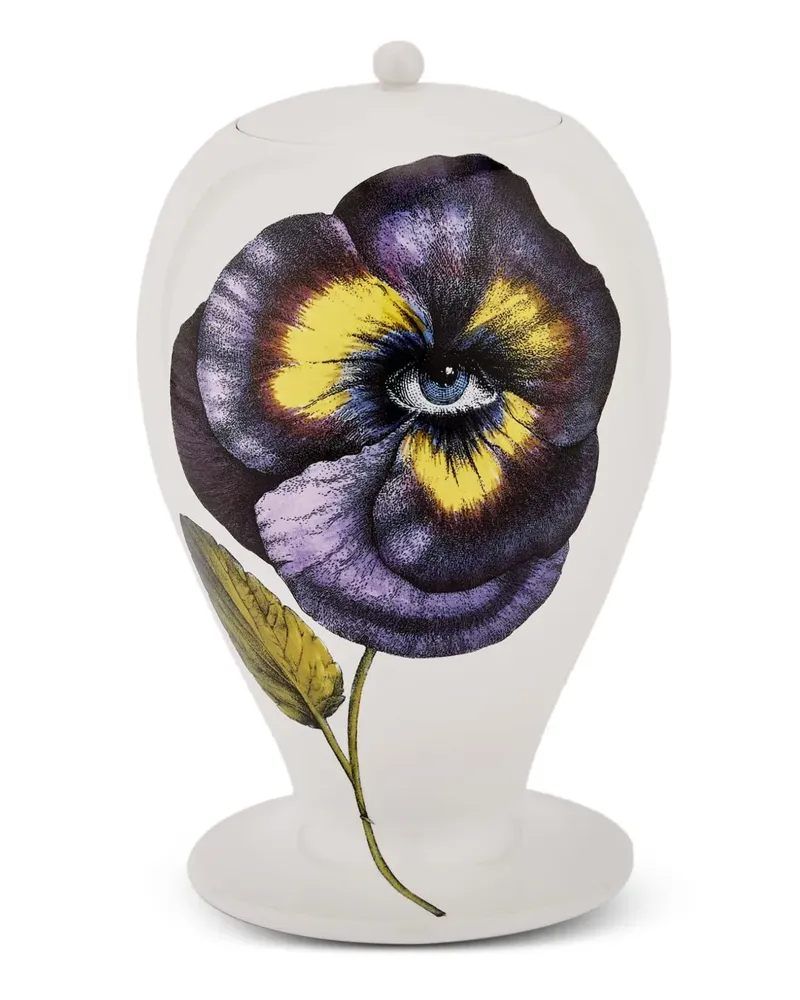 Fornasetti Pensèe Vase mit Blumen-Print (30cm x 19cm) - Weiß Weiß