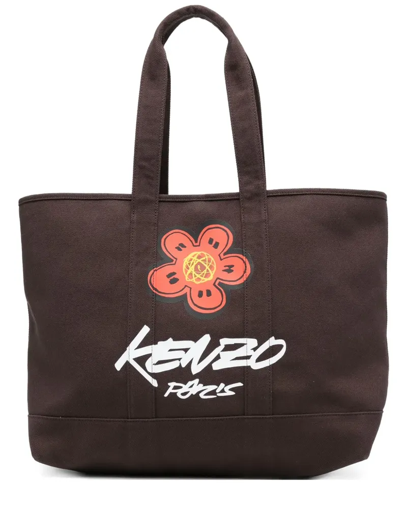 Kenzo x Futura 2000 großer Tote Bag mit Blumen-Print - Braun Braun