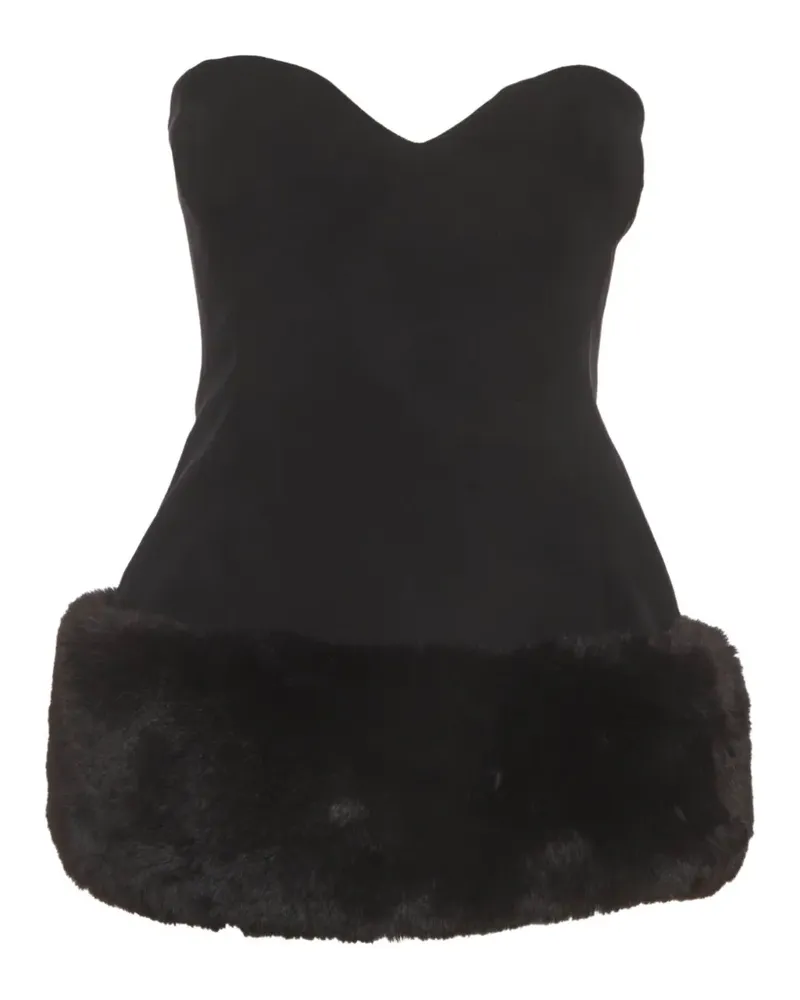 Magda Butrym faux fur-trim corset top - Schwarz Schwarz