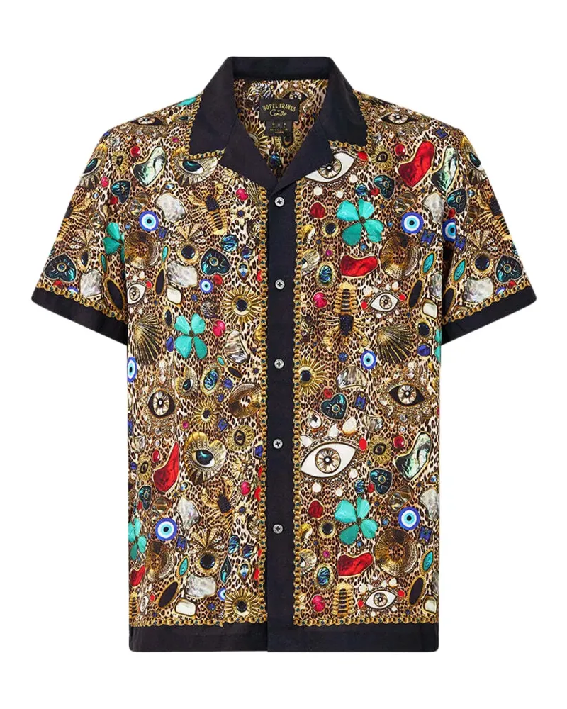 Camilla Kurzärmeliges Nazar Nirvana Hemd mit Reverskragen - Braun Braun