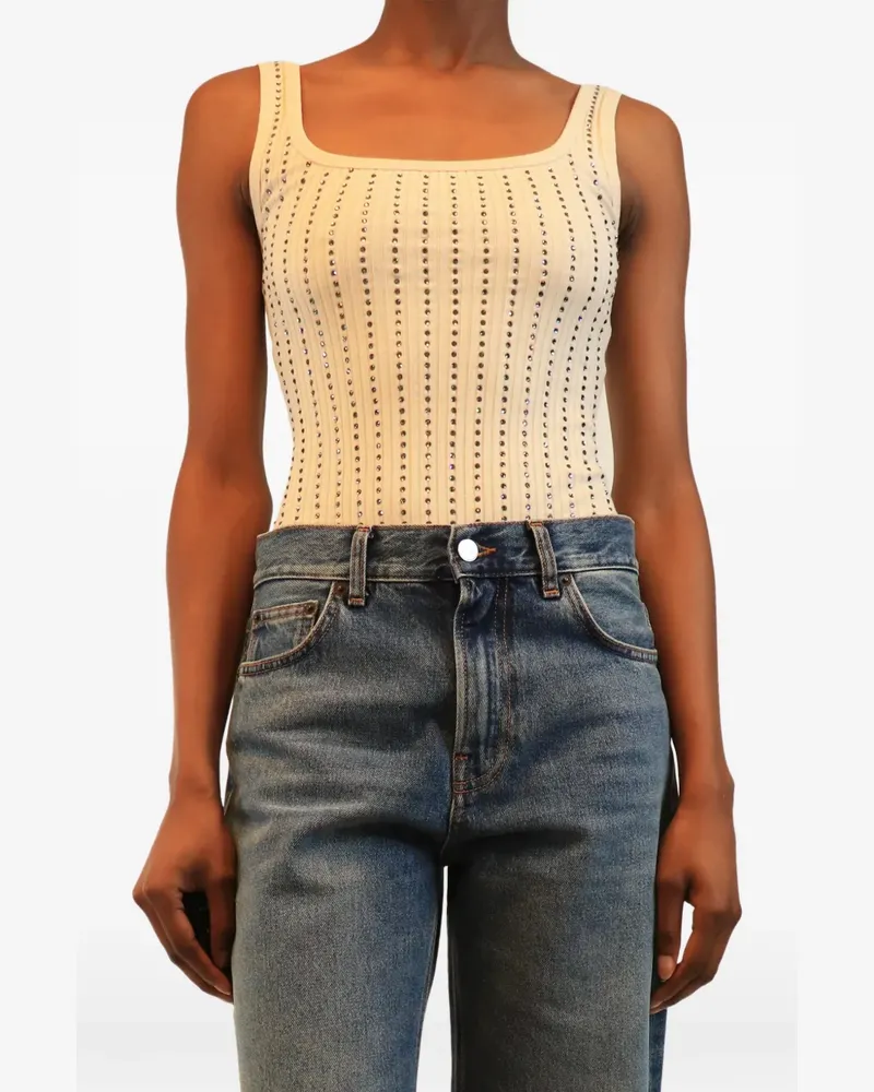 ATTICO crystal-embellished bodysuit - Nude Nude