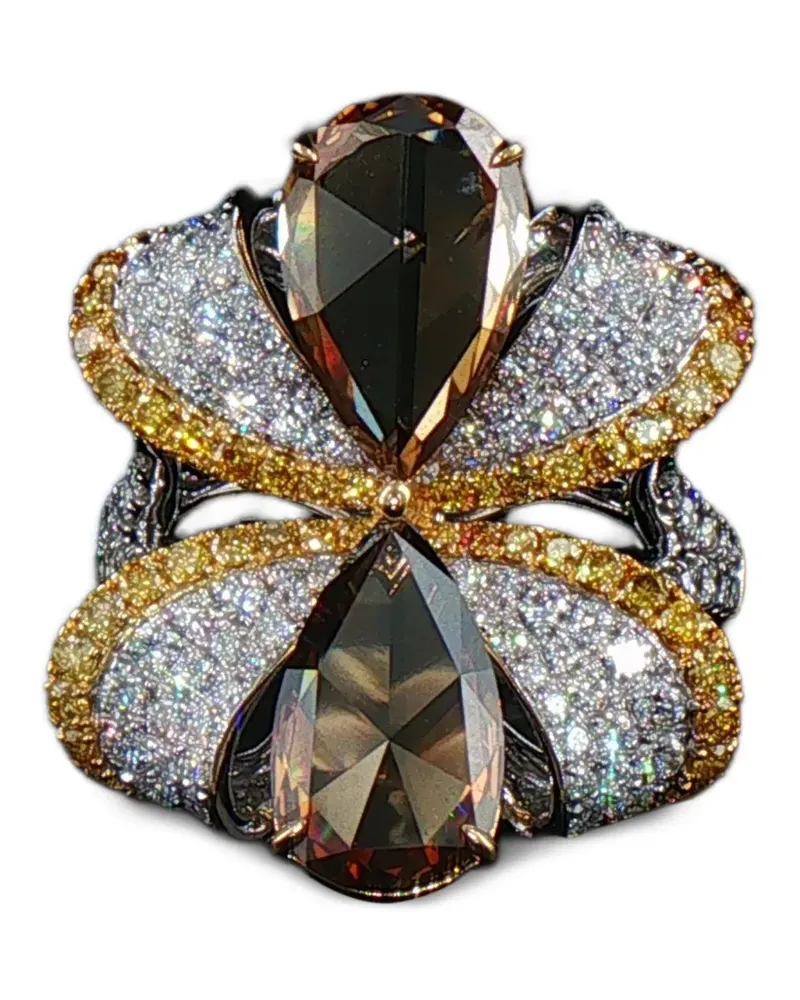 HYT Jewelry Floraler Diamantring - Silber Silber