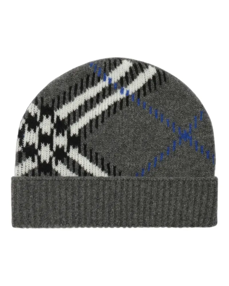 Burberry check cashmere-blend beanie - Grau Grau
