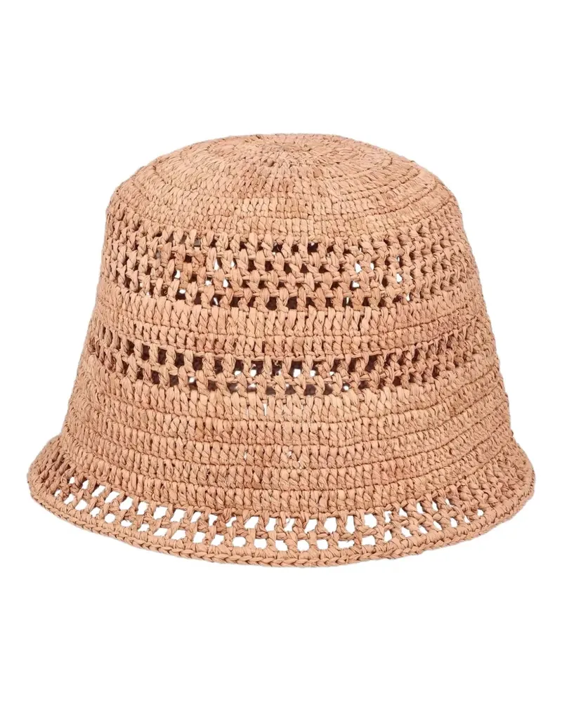 Chloé Sunset Fischerhut aus Bast mit Logo-Patch - Nude Nude