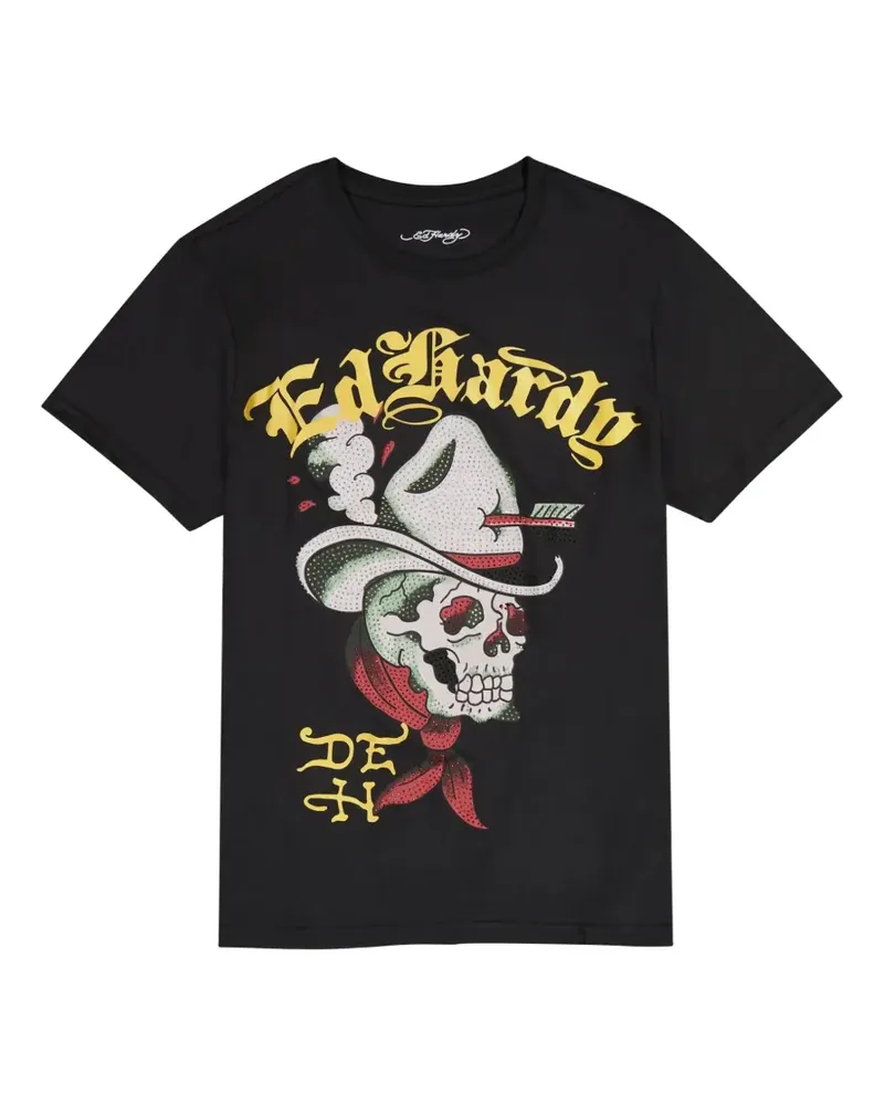 Ed Hardy Cowboy Skull T-Shirt - Schwarz Schwarz