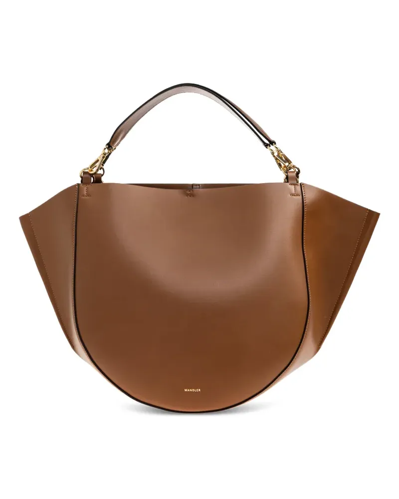 WANDLER Hortensia curve strap leather tote bag - Braun Braun