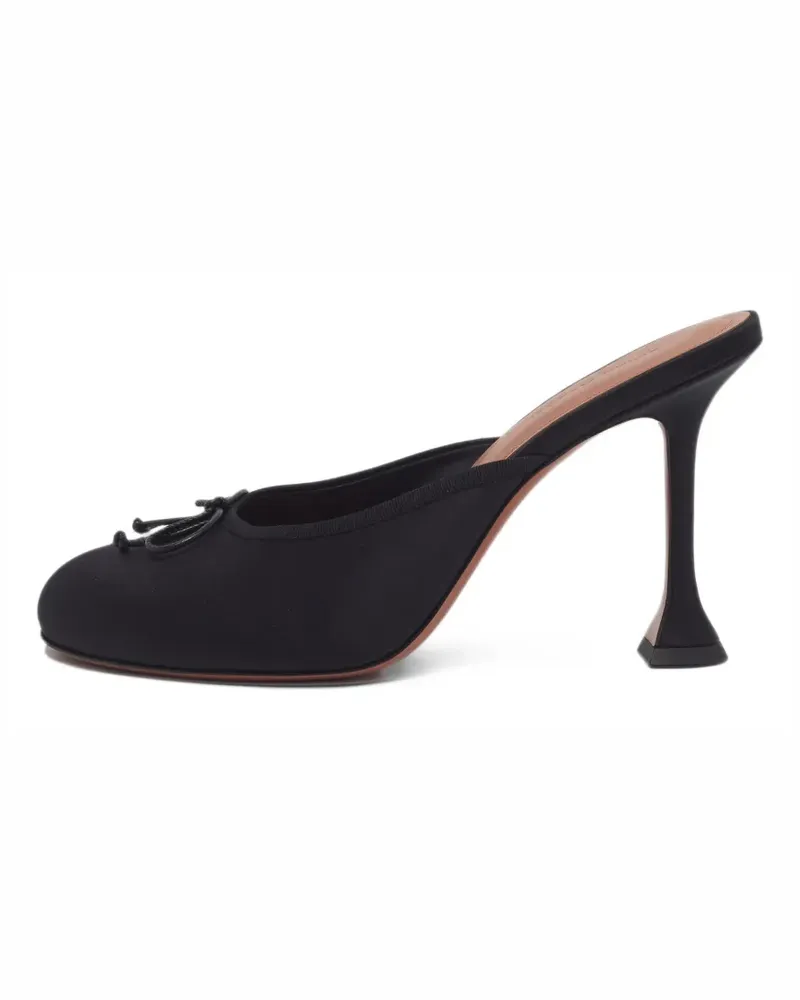 Amina Muaddi Lila Mules mit Schleife - Schwarz Schwarz