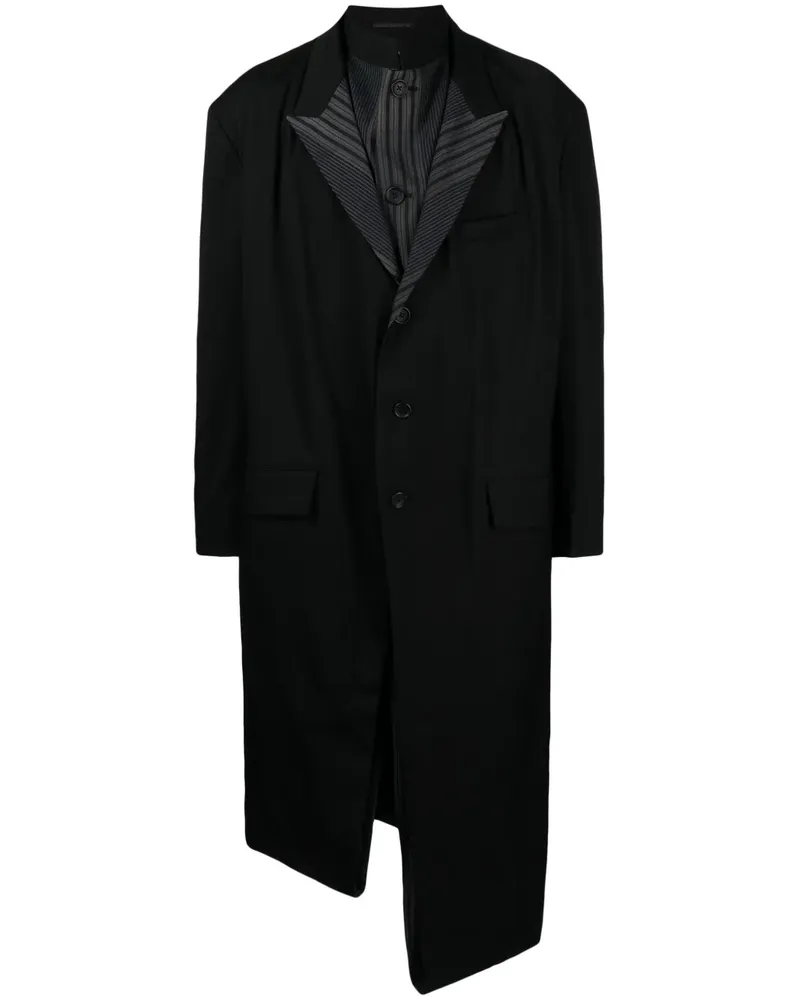 Yohji Yamamoto Asymmetrischer Mantel - Schwarz Schwarz