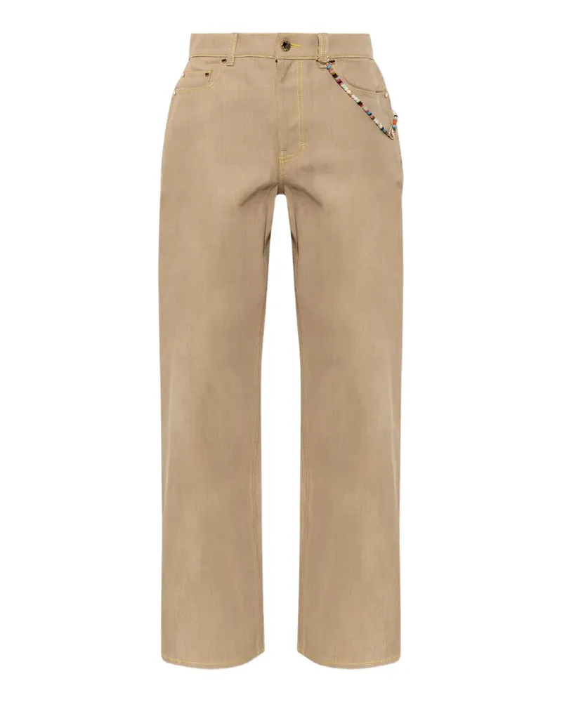Casablanca Paris beaded-chain straight-leg jeans - Nude Nude