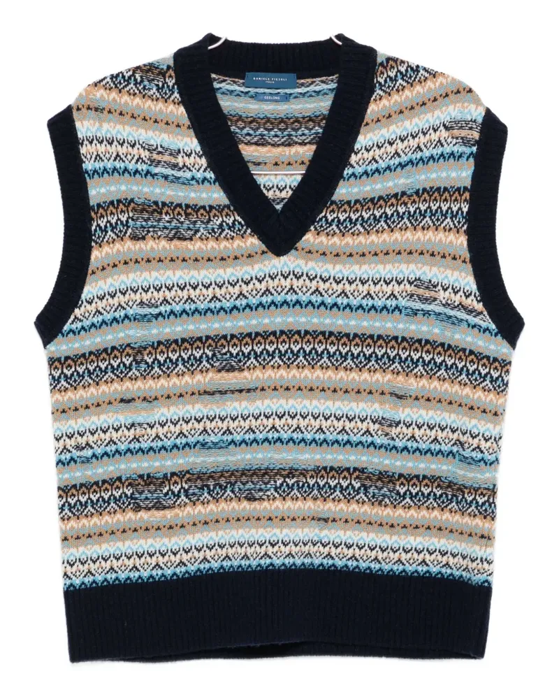 Daniele Fiesoli Pullunder mit Fair-Isle-Muster - Blau Blau