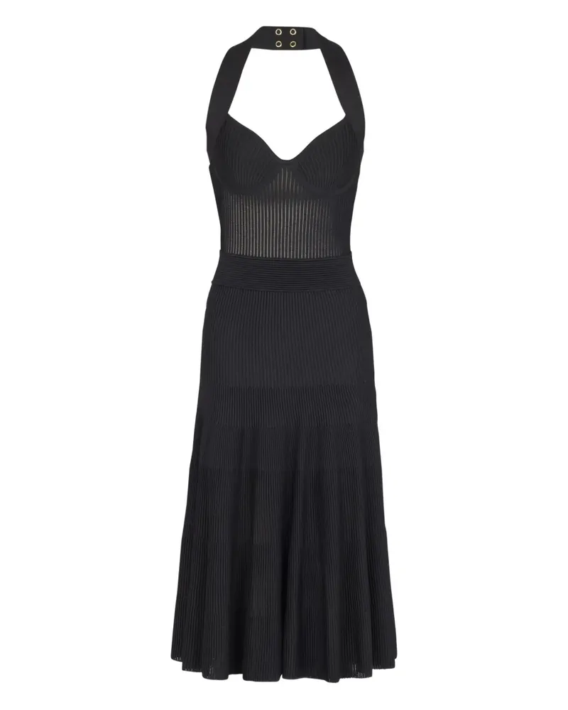 Balmain Neckholder-Kleid mit Falten - Schwarz Schwarz