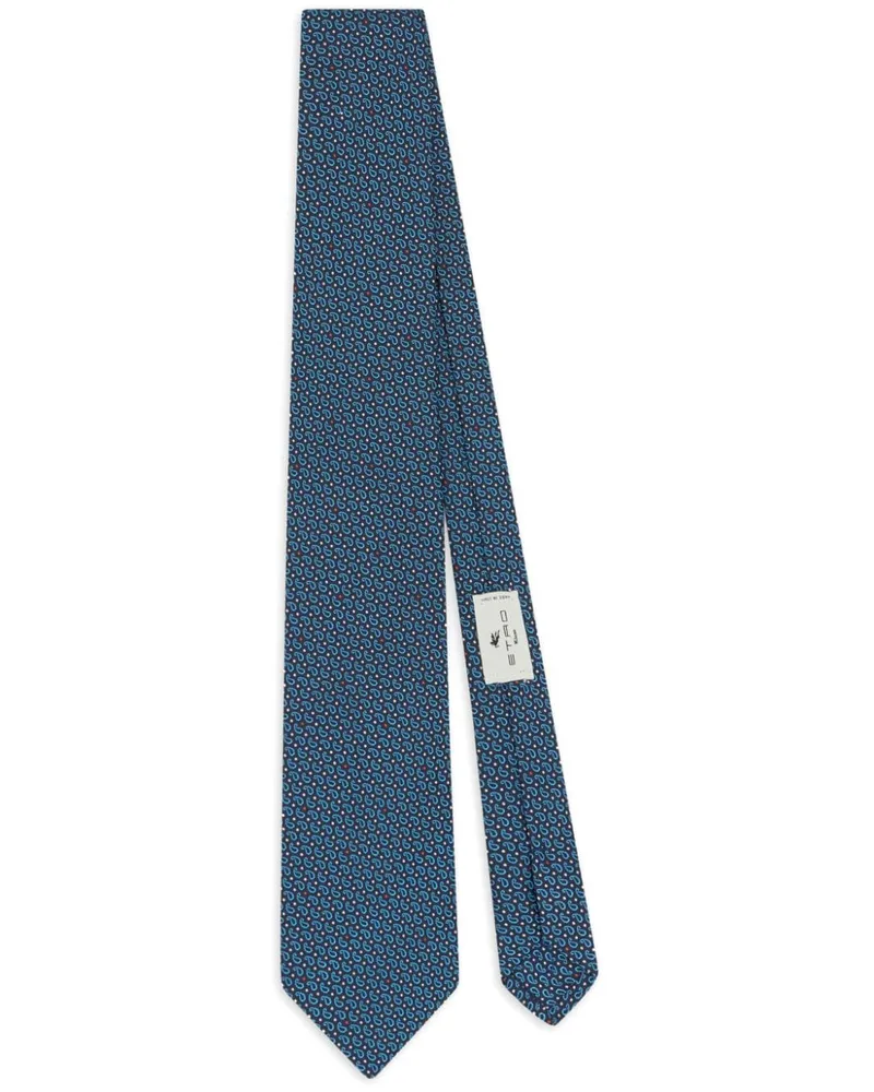 Etro Seidenkrawatte mit Paisleymuster Blau