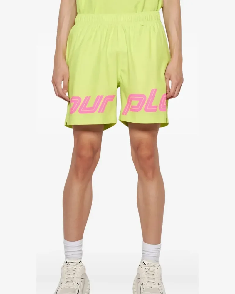 PURPLE BRAND All Round Badeshorts mit Logo-Print - Grün Grün