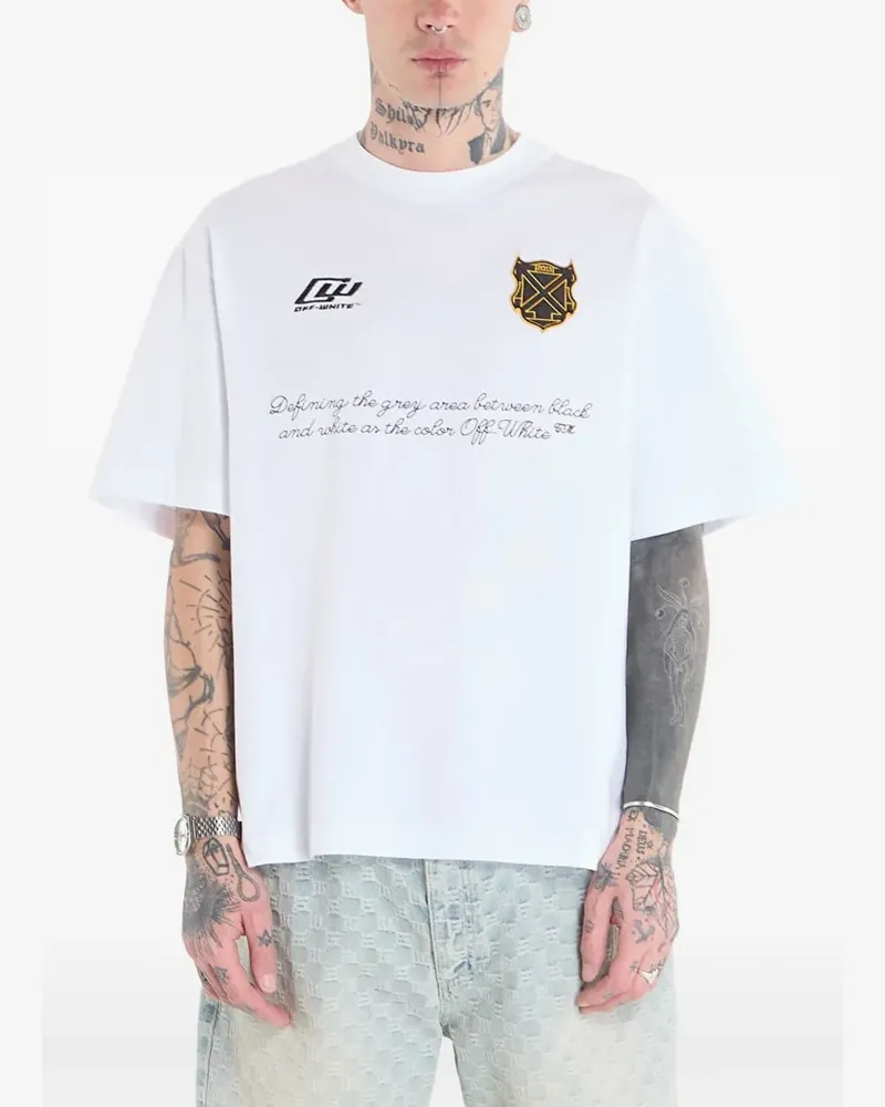 OFF-WHITE logo-embroidered T-shirt - Weiß Weiß