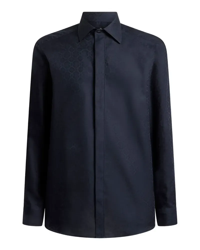 Etro Hemd aus Baumwoll-Jacquard mit Medaillon-Motiv - Blau Blau