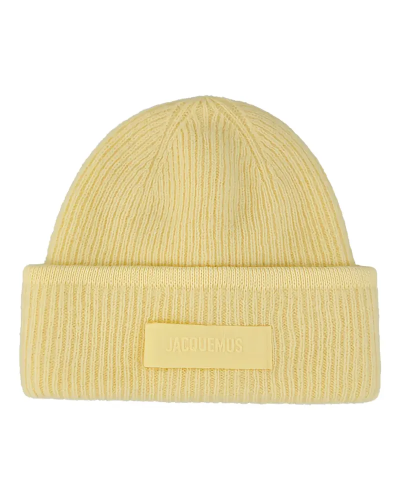 Jacquemus Gerippte Beanie mit Logo-Patch - Gelb Gelb