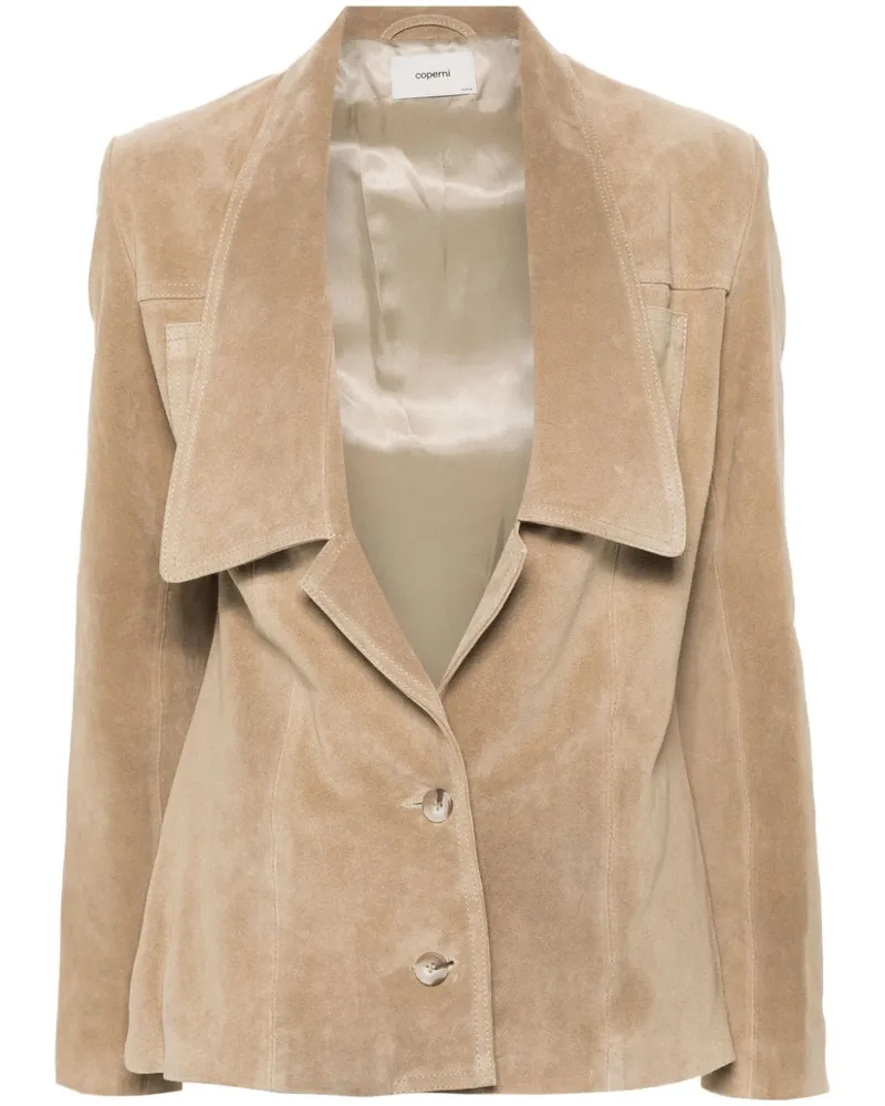 COPERNI Einreihige Wildlederjacke - Nude Nude