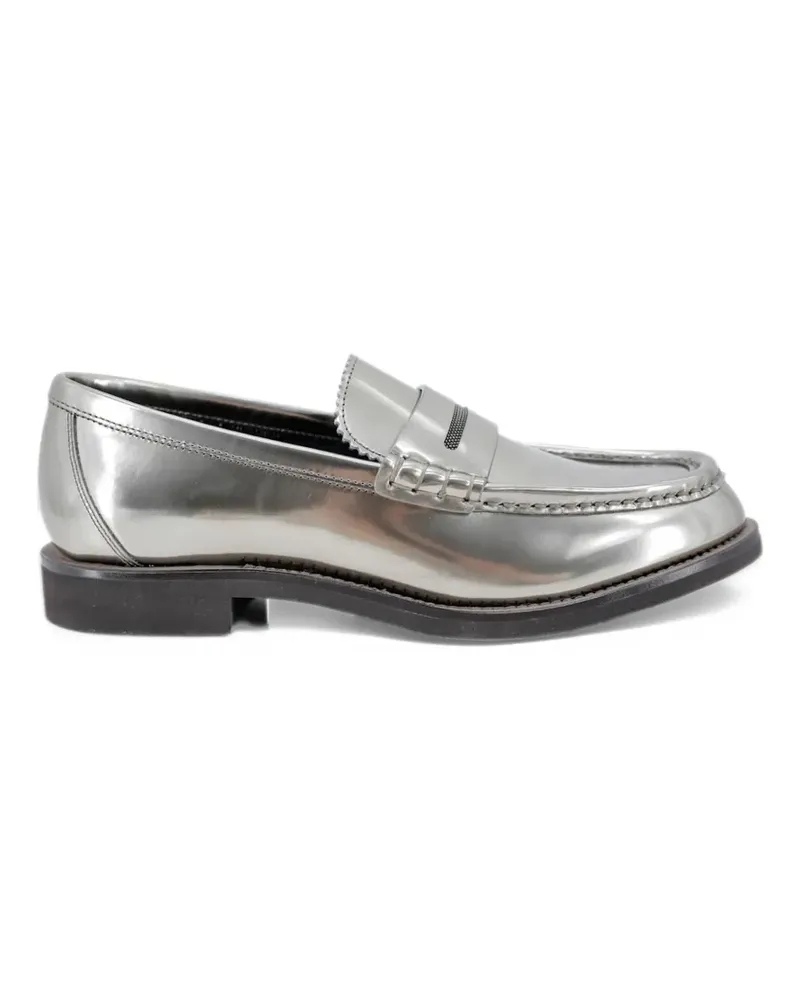 Brunello Cucinelli monili-embellished leather loafers - Silber Silber
