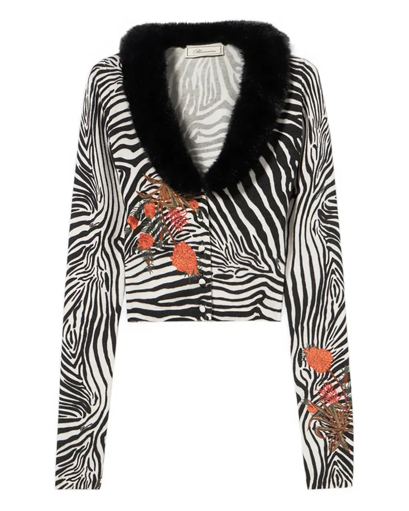 Blumarine Cardigan mit Zebramuster - Weiß Weiß