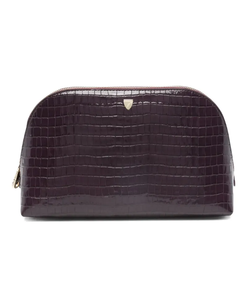 Aspinal of London crocodile-effect make up bag - Violett Violett