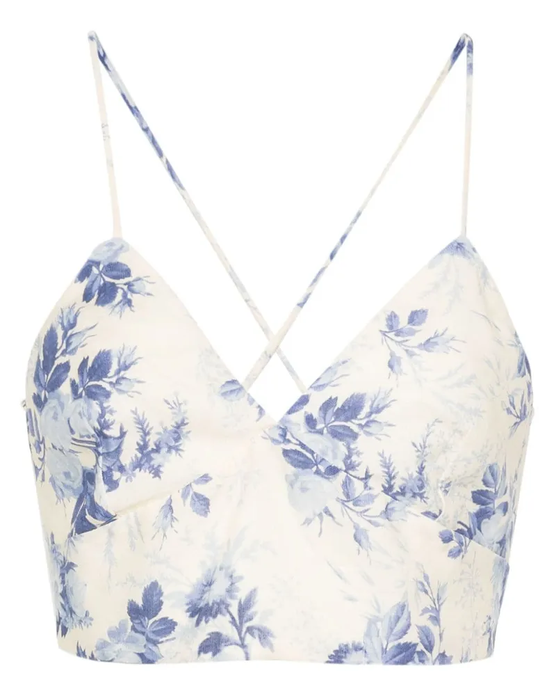 Twin-Set Cropped-Top mit Blumen-Print - Nude Nude