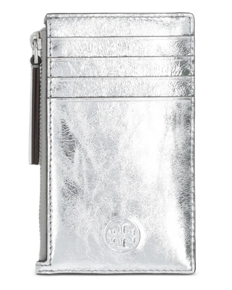 Tory Burch Kartenetui mit Logo-Prägung - Silber Silber
