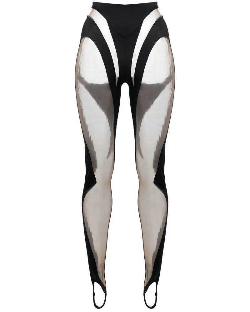Thierry Mugler Leggings mit transparenten Einsätzen - Schwarz Schwarz