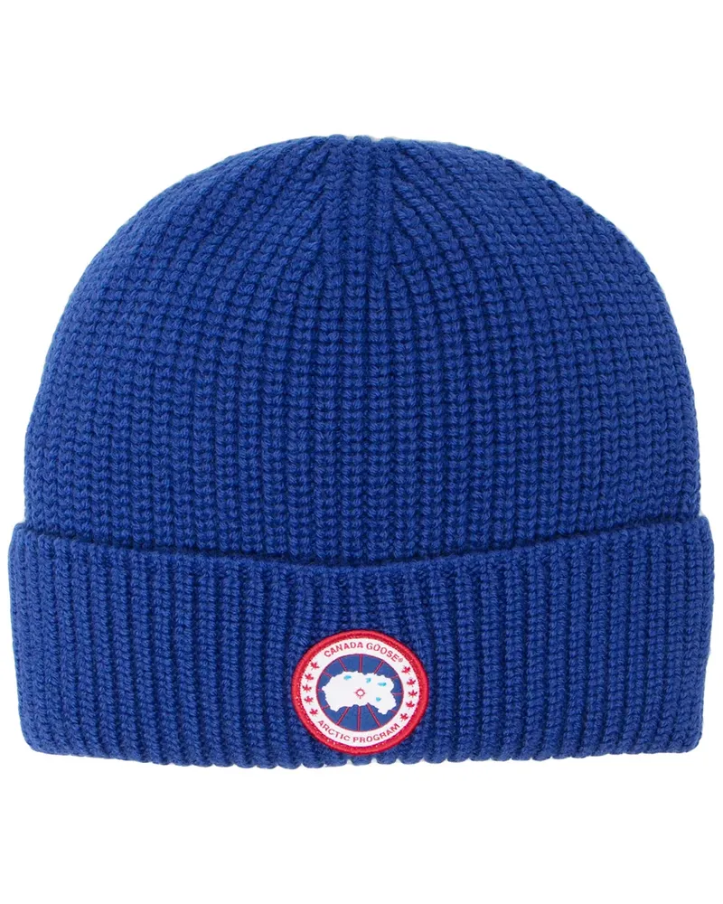 Canada Goose Beanie mit Logo-Patch - Blau Blau