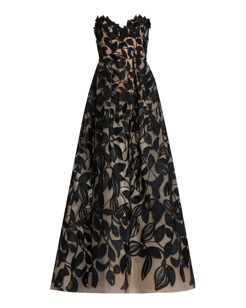 Elie Saab embroidered tulle evening dress - Schwarz Schwarz