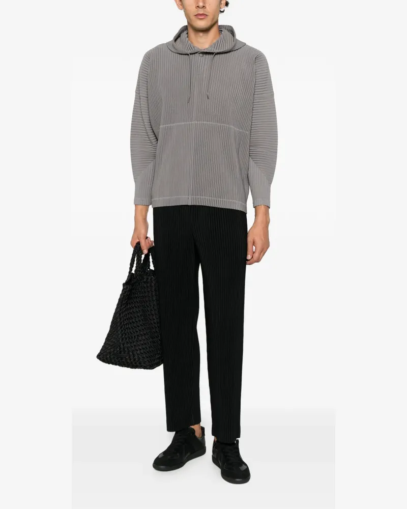 Issey Miyake plissé-effect hoodie - Grau Grau