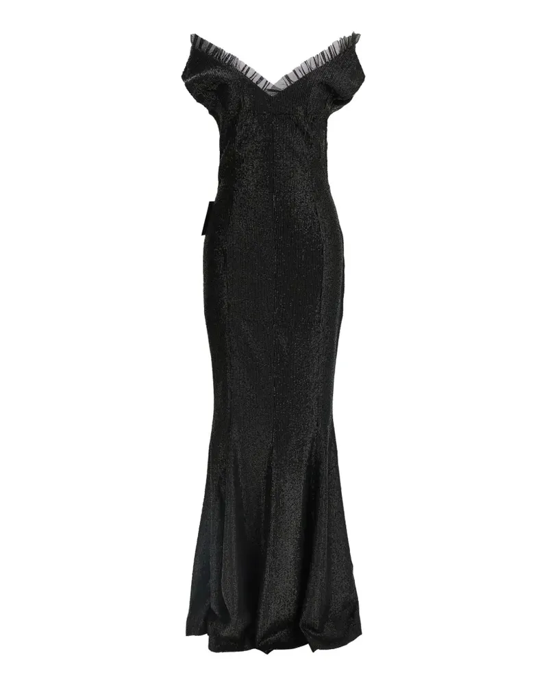 Norma Kamali Schulterfreies Paillettenkleid - Schwarz Schwarz