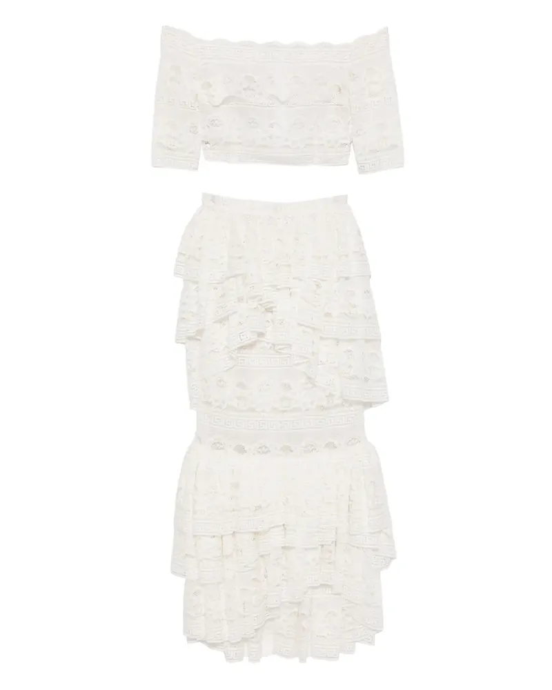 Saiid Kobeisy Spitzenkleid mit Rüschen - Weiß Weiß