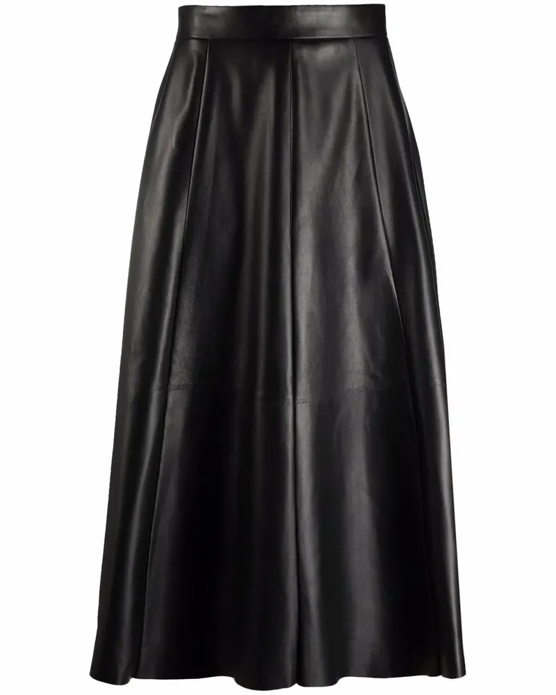 Ralph Lauren A-Linien-Midirock aus Leder - Schwarz Schwarz