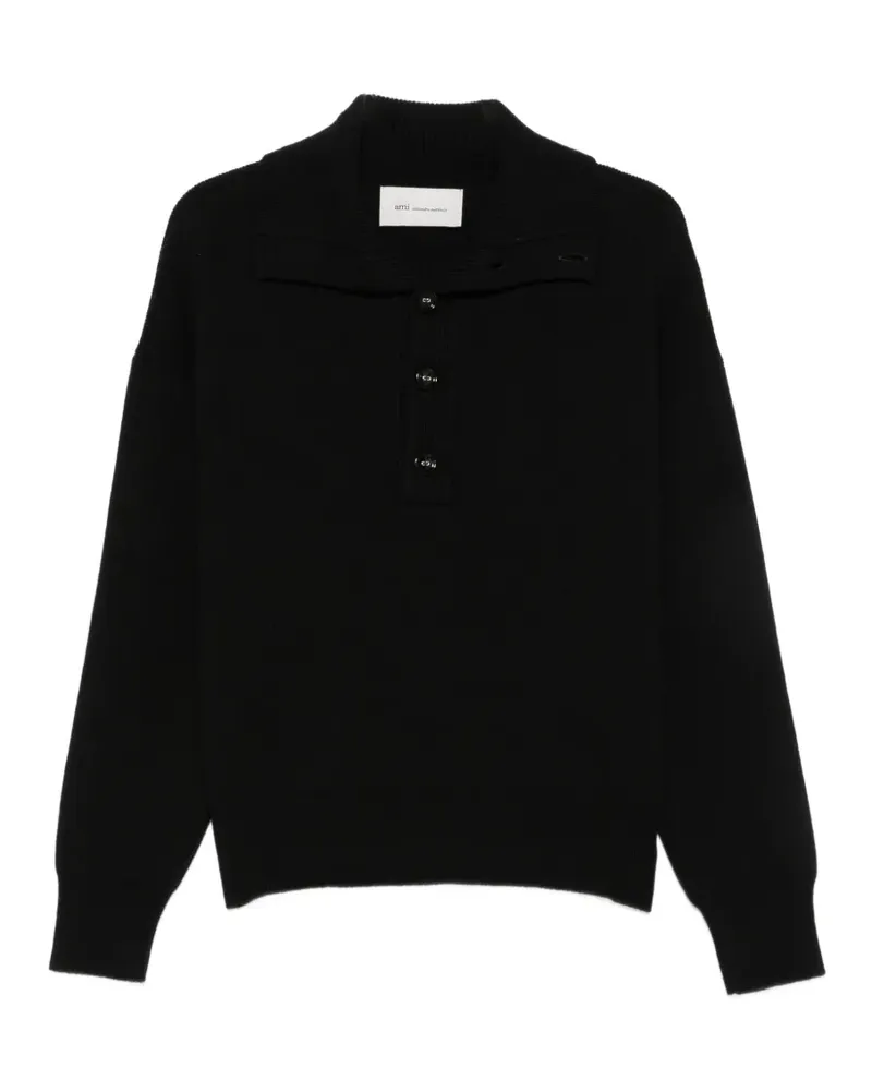 AMI Paris Pullover mit Knopfleiste - Schwarz Schwarz