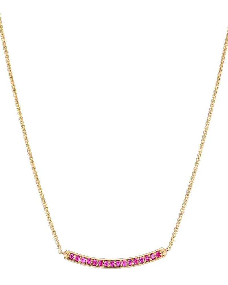 David Yurman 18kt Petit Pavé Bar Rotgoldhalskette mit Rubin 1,25mm Gold