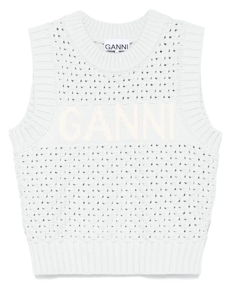 Ganni Pullunder mit Logo-Intarsie - Blau Blau