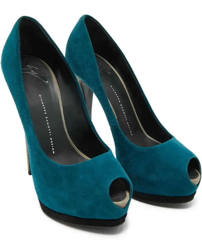 Giuseppe Zanotti Peeptoe-Pumps aus Wildleder - Blau Blau