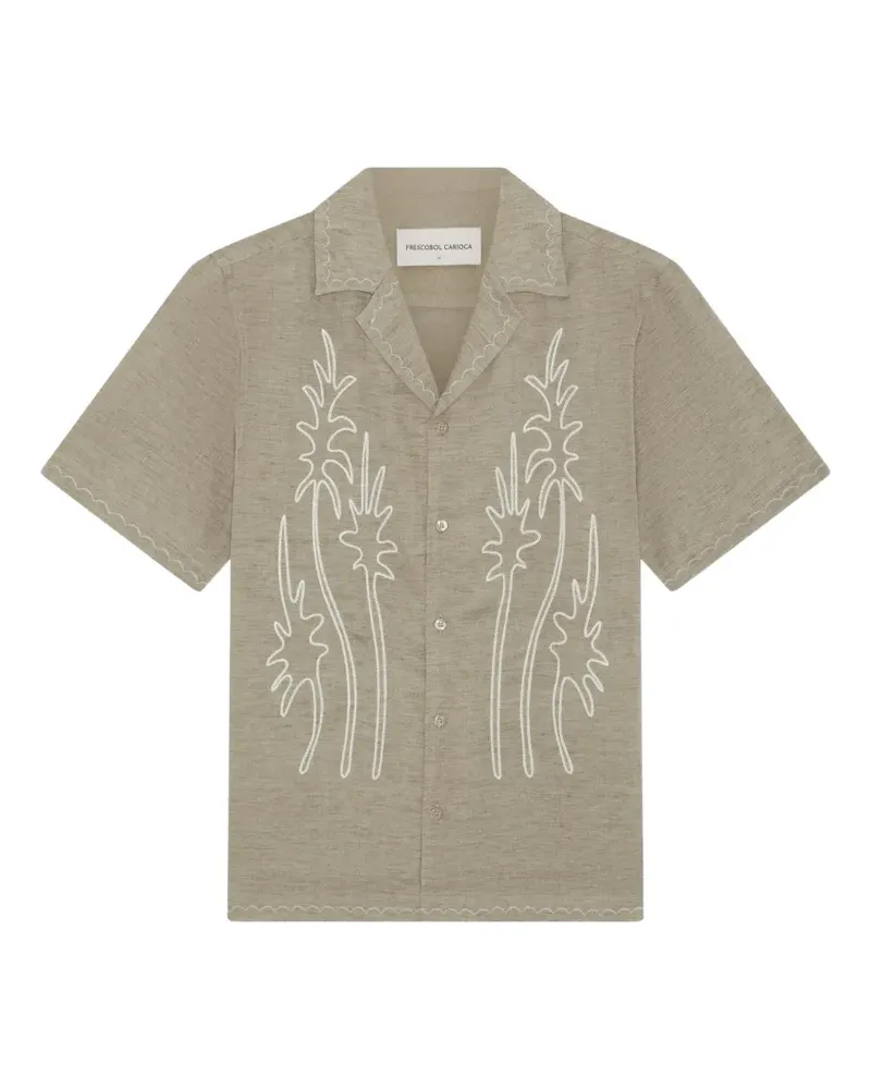 Frescobol Carioca Alves palm-embroidered shirt - Nude Nude