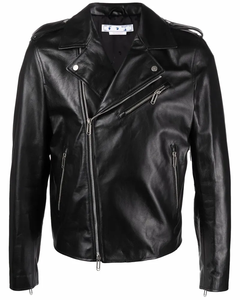 OFF-WHITE Bikerjacke mit diagonalen Streifen - Schwarz Schwarz