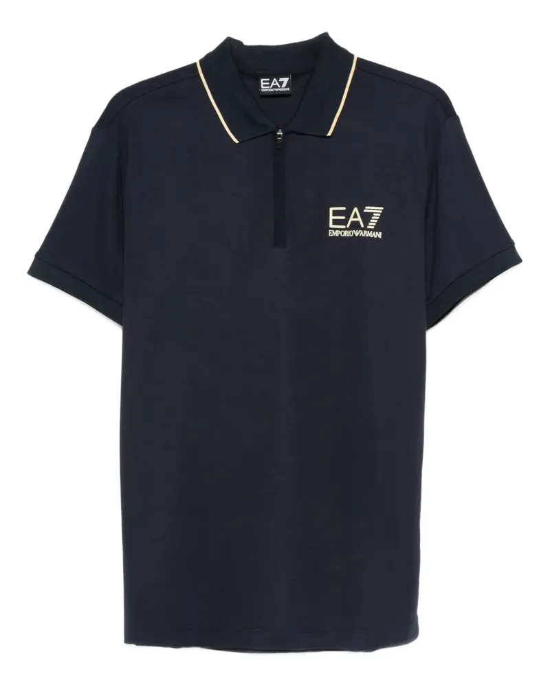 EA7 Poloshirt mit Reißverschluss - Blau Blau