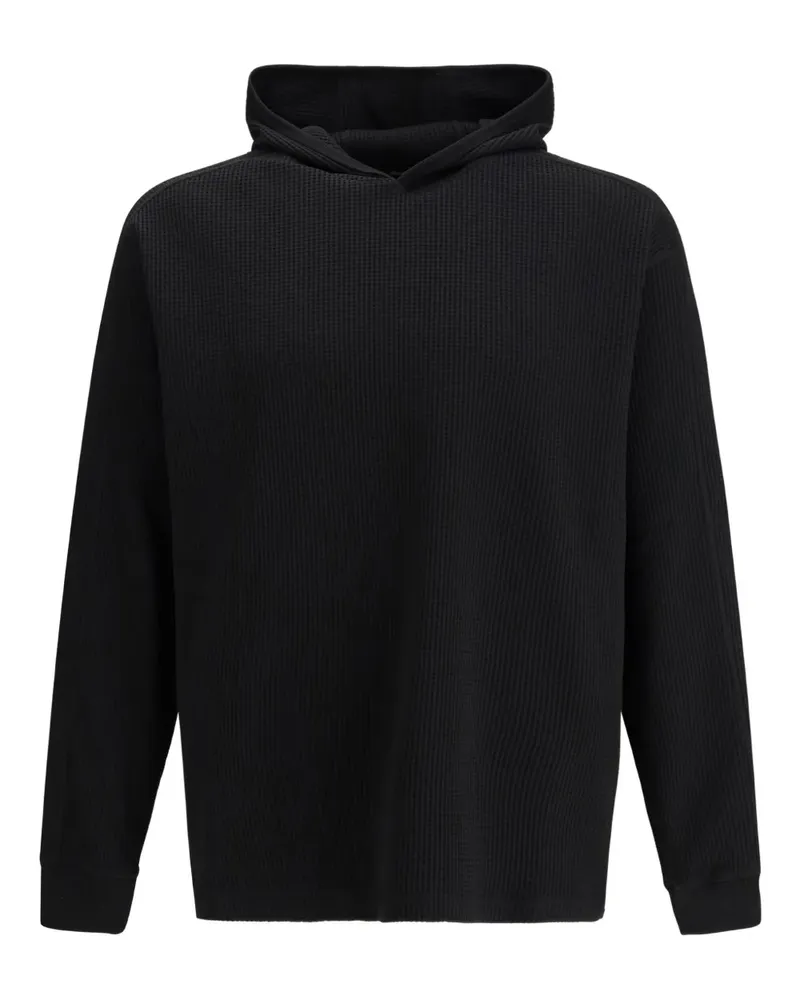 Herno Hoodie in Waffelstrick - Schwarz Schwarz